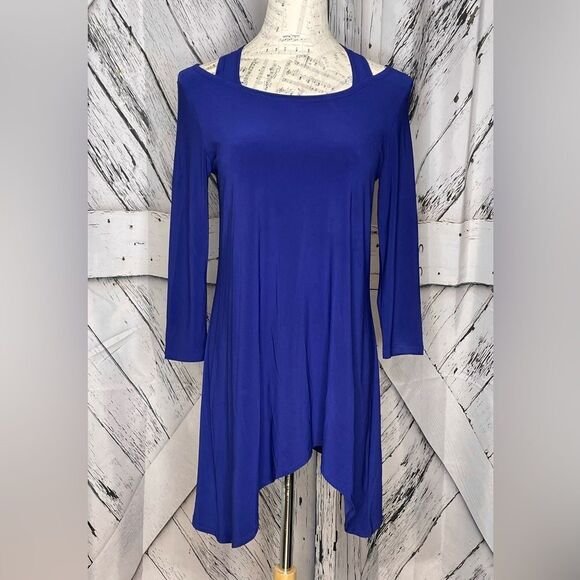 Clara Sun Woo Blue Racerback Cutout Stretch Knit Tunic Size XS - Picture 1 of 6
